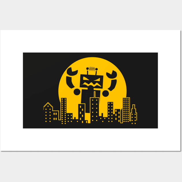 Attack of the Robot - B-movie sci-fi robots Wall Art by bullshirter